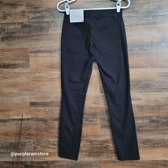 LOFT Jeans Size 24 Skinny Mid Rise Regular Fit Tummy Control Black Wash NWT - Picture 2 of 12